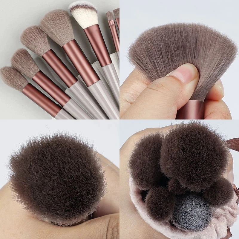 13Pcs Makeup Brushes Set with 2 Powder Puff Foundation with Bag