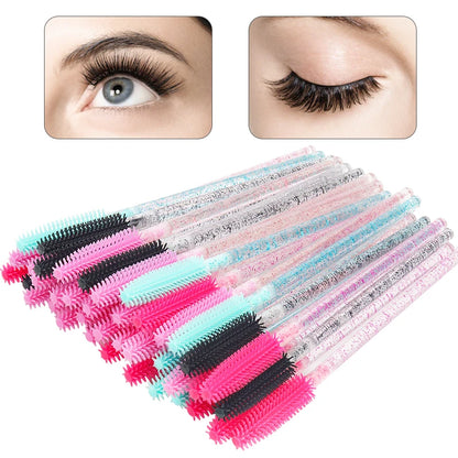 50 Pcs Silicone Crystal Mascara Wands