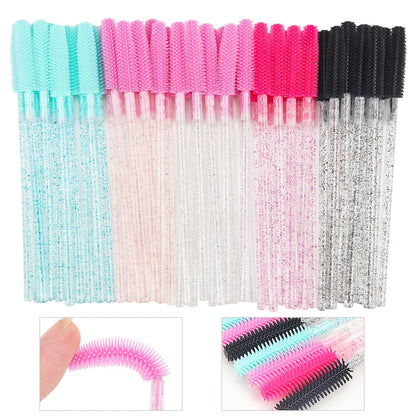 50 Pcs Silicone Crystal Mascara Wands