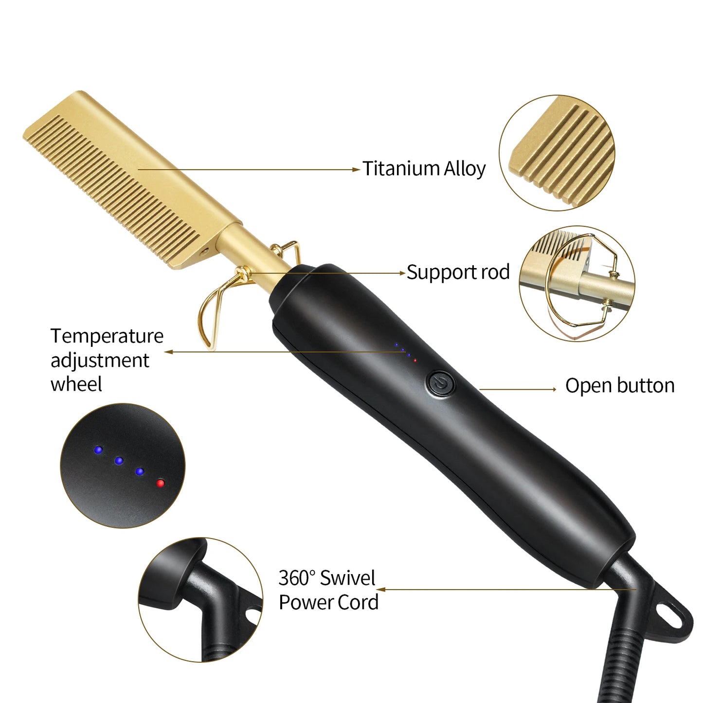 2 in1 Hot Comb Hair Straightener Electric Heating Comb