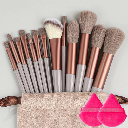 13Pcs Makeup Brushes Set with 2 Powder Puff Foundation  with Bag