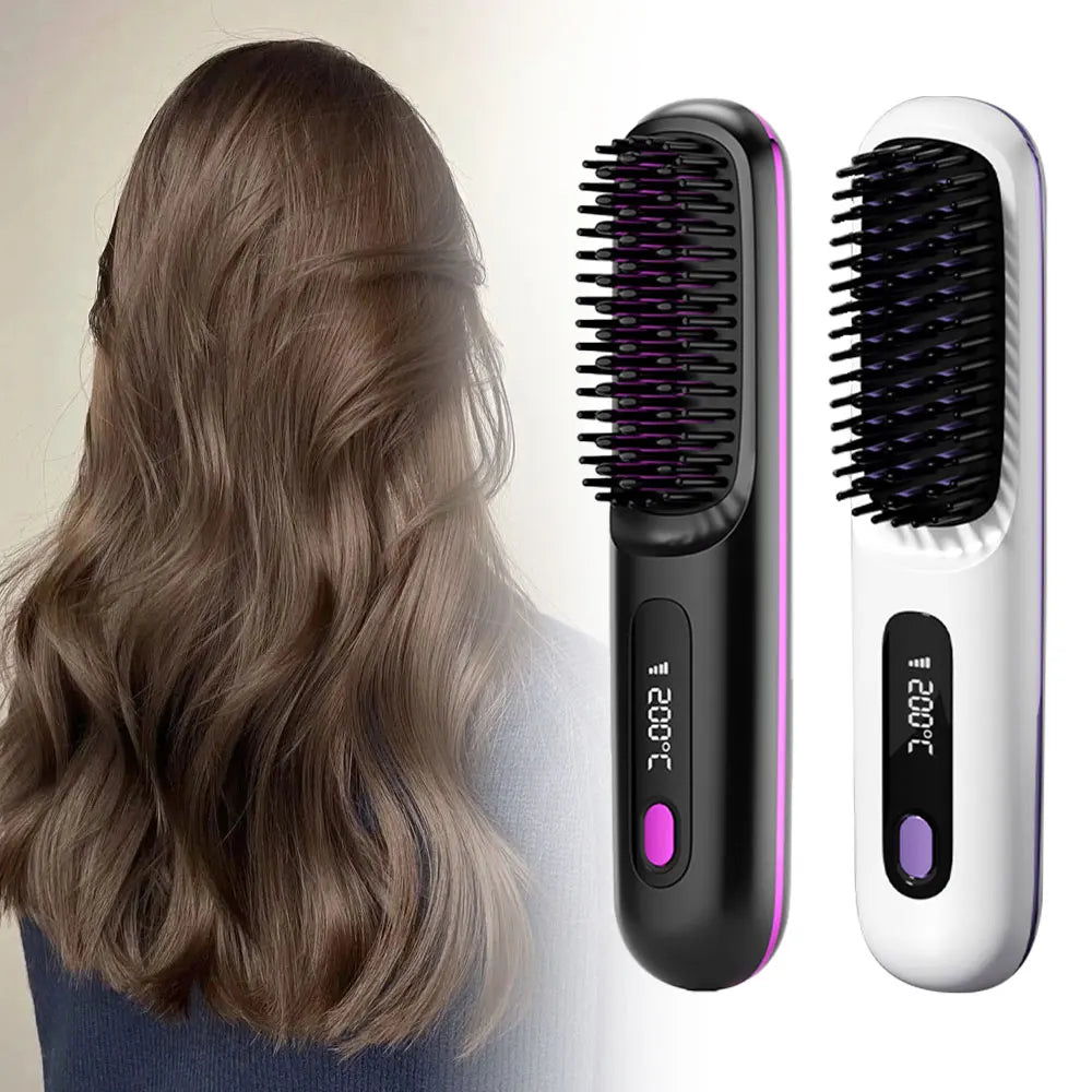 New 2 In 1 Straight Hair Comb Wireless Hair Straightener