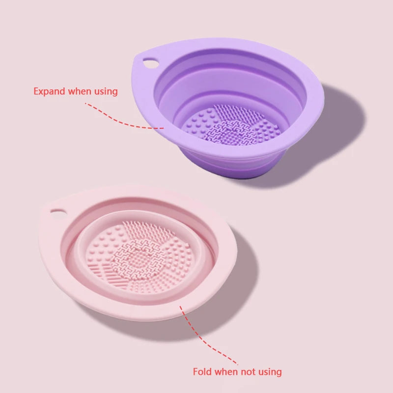 Folding Powder Puff Cleaning Bowl