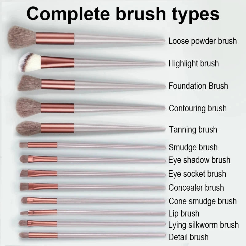 13Pcs Makeup Brushes Set with 2 Powder Puff Foundation  with Bag