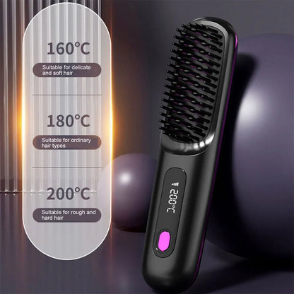 New 2 In 1 Straight Hair Comb Wireless Hair Straightener